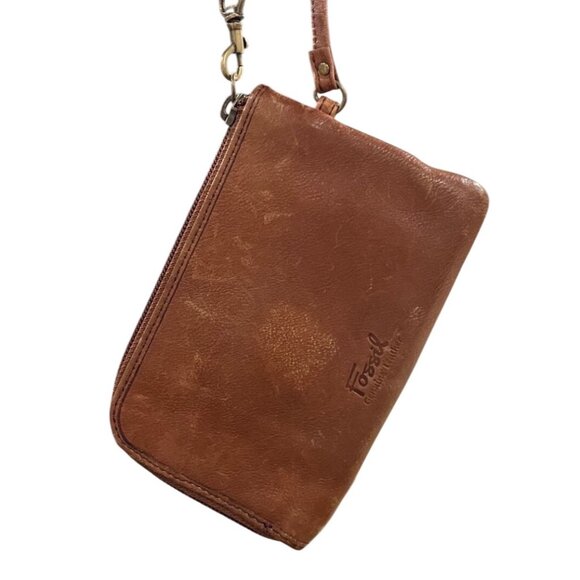 Fossil Genuine Leather Wristlet Multicolor Patchwork Clutch wallet card Holdet - Picture 2 of 4